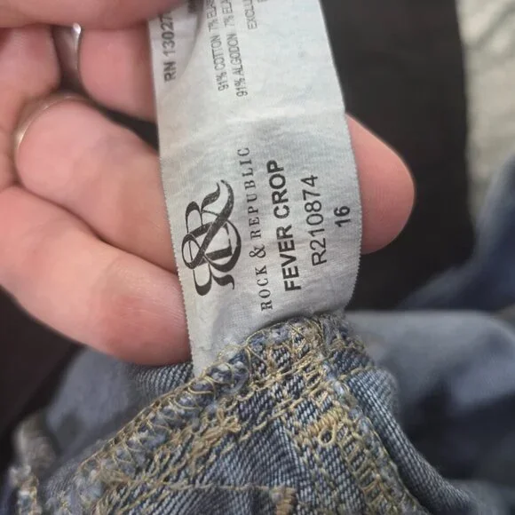 Rock & Republic Pull-On Cropped Jeans | Size 16 | Stretch Denim Blue Jeggings - Picture 3 of 15